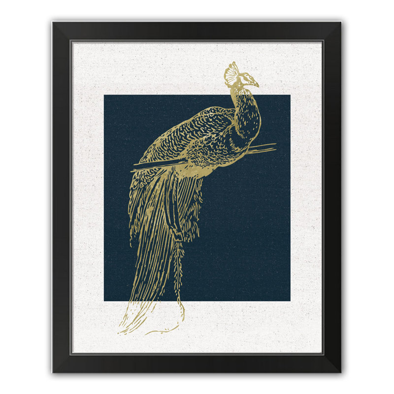 " Gold Line Art Peacock 2 "