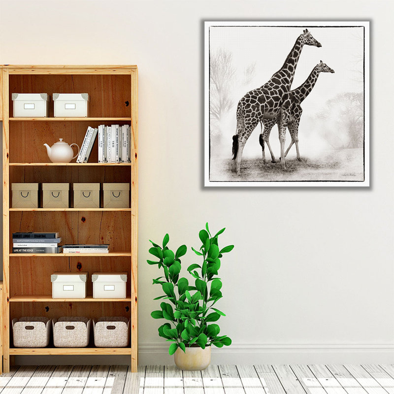 Girafe II - reproduction d'art sur toile, H 12 po x l 12 po