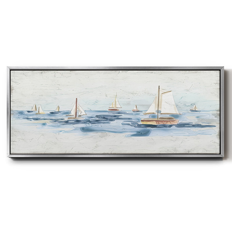 Bateaux sur l'eau II, H 20 po x l 50 po x P 1,5 po, Argent