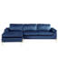 Velours bleu avec méridienne, canapé modulaire en forme de L, structure en bois massif sur pieds en métal avec finition dorée, accoudoirs, coussins de dossier et de siège amovibles remplis de mousse, 102,64 po de largeur, 52,19 de profondeur, 32,62 de hauteur-1626850984