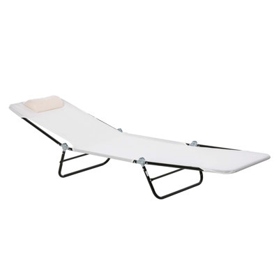 Outsunny Folding Chaise Lounge Chair With Reclining Back, Breathable Mesh Seat, And Headrest For Beach, Yard, And Patio Relaxation