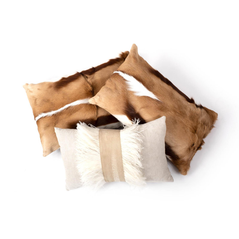 Springbok Hide/Mock Suede Lumbar Pillow