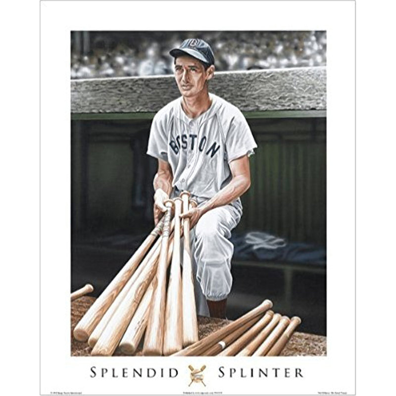 Ted Williams par Darryl Vlasak - impression sur papier, H 20 po x l 16 po x P 0,1 po, Papier non encadré