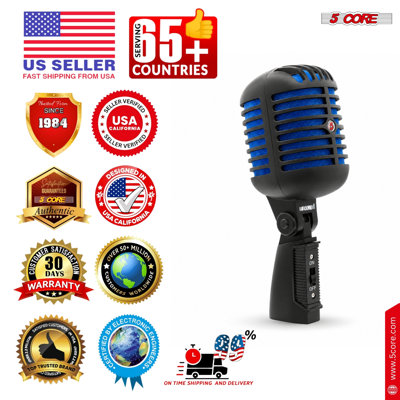 5 Core Retro Dynamic Vocal Iconic Microphone Vintage Style Classic Cardioid Unidirectional Mic