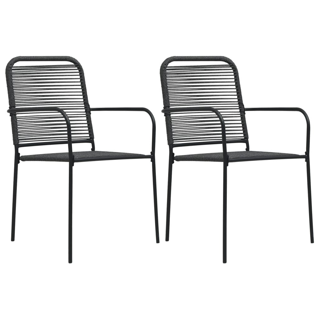 Ebern Designs Patio Chairs Cotton Rope and Steel Black Wayfair