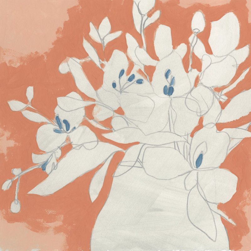 Terracotta Flowers II by June Erica Vess - Wrapped Canvas Painting, 122cm H x 122cm W