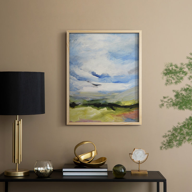 Autour de la nuée IV, reproduction encadrée - bois massif, Naturel, H 15 po x l 12 po