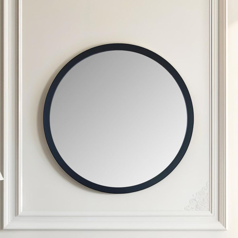 Tabatha Wood Round Mirror, Black, 102cm H x 102cm W