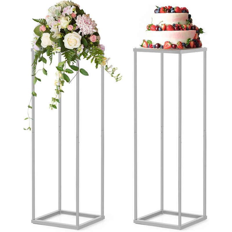 Seidon Plant Stand - Set of 2, 31.5" H x 9.8" L x 9.8" D, Silver