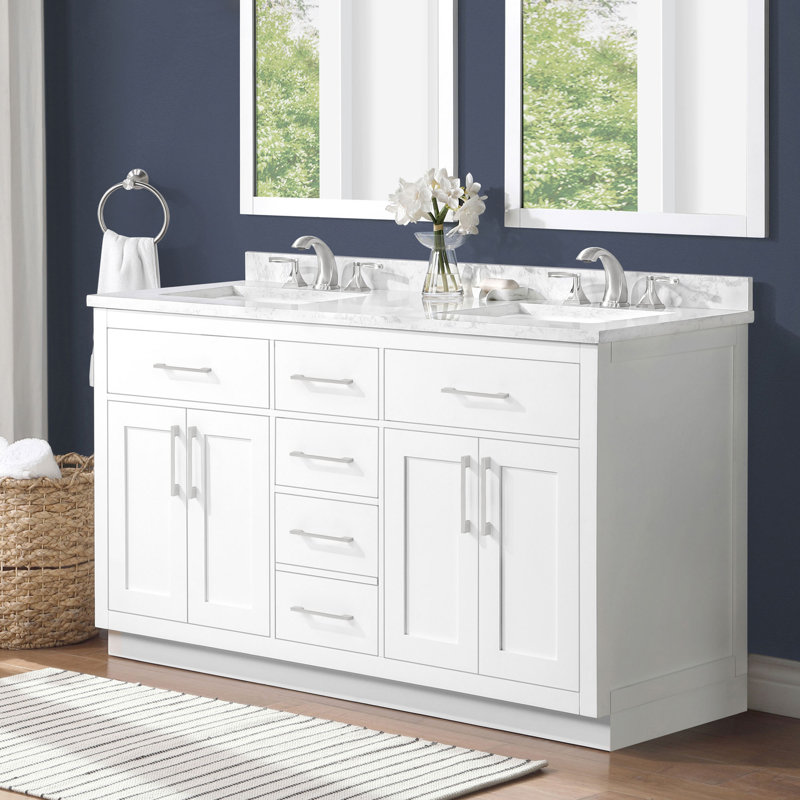 Ensemble de meuble-lavabo double 60 po Athea, Blanc