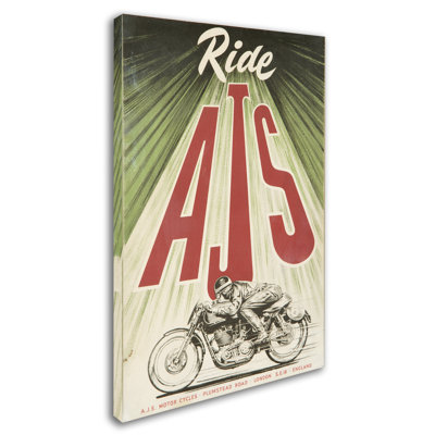 « ajs motocyclette », art mural sur toile tendue