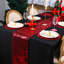 Chemin de table rouge scintillant avec paillettes et paillettes métalliques en maille de dentelle métallique 11 pouces x 49 pieds de long, centre de table, décorations pour anniversaire de mariage, fête des Mères, fête d'anniversaire
