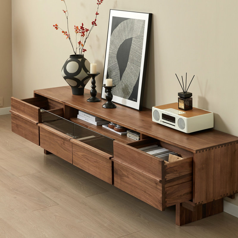 Meuble télé brun rétro, 19,29 po H x 86,61 po L x 15,75 po l