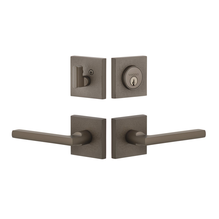 Viaggio Quadrato Linen Texture Rosette Complete Entry Set with Milano Lever