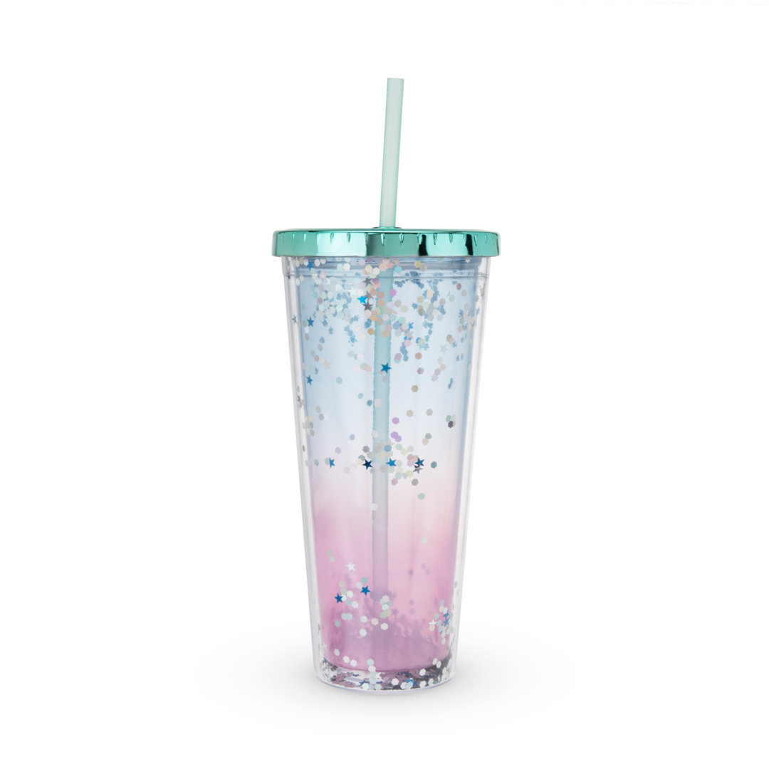 Glam Double Walled Tumbler in Mermaid Glitter Blush