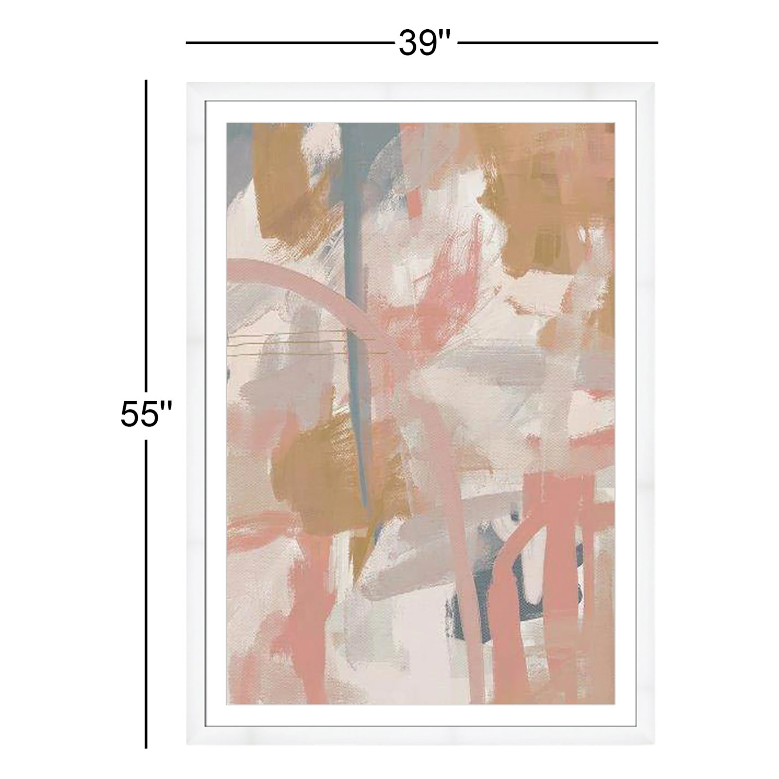 Carmelo Norah Spring Colors Framed On Paper by Leah Straatsma Print, White Cube Frame Matted, 55" H x 39" W x 1.25" D  