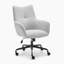 Sabrina Upholstered Grey Fabric Swivel Office Chair - Sophisticated Curved Design