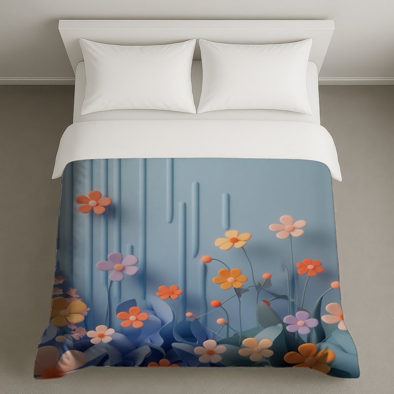 Housses de couette à motif floral 3D, Lit simple