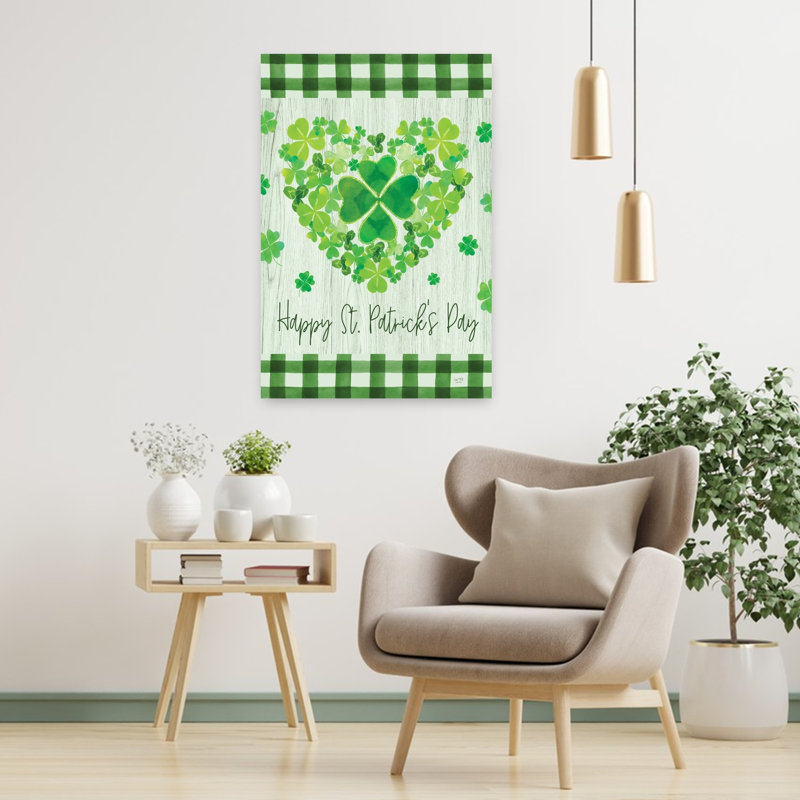 Joyeuse fête de la Saint-Patrick, art abstrait de printemps contemporain, H 36 po x l 24 po