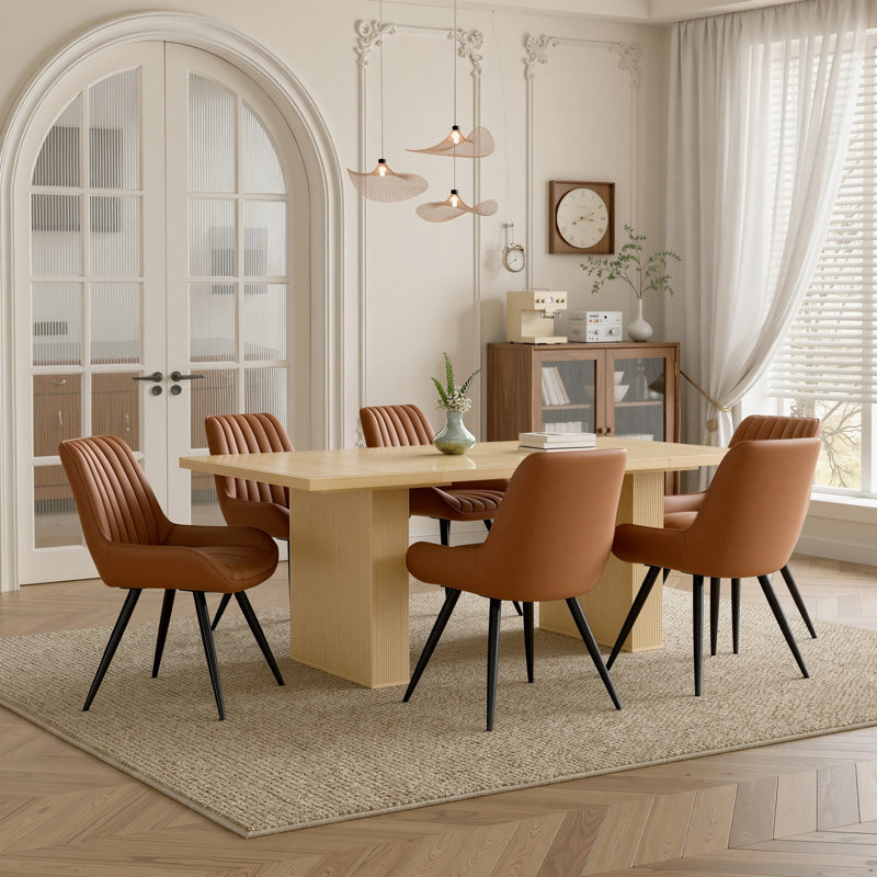 Ensemble de table de salle à manger 7 pièces Fecteau Modern Farmhouse, Natural, Brown