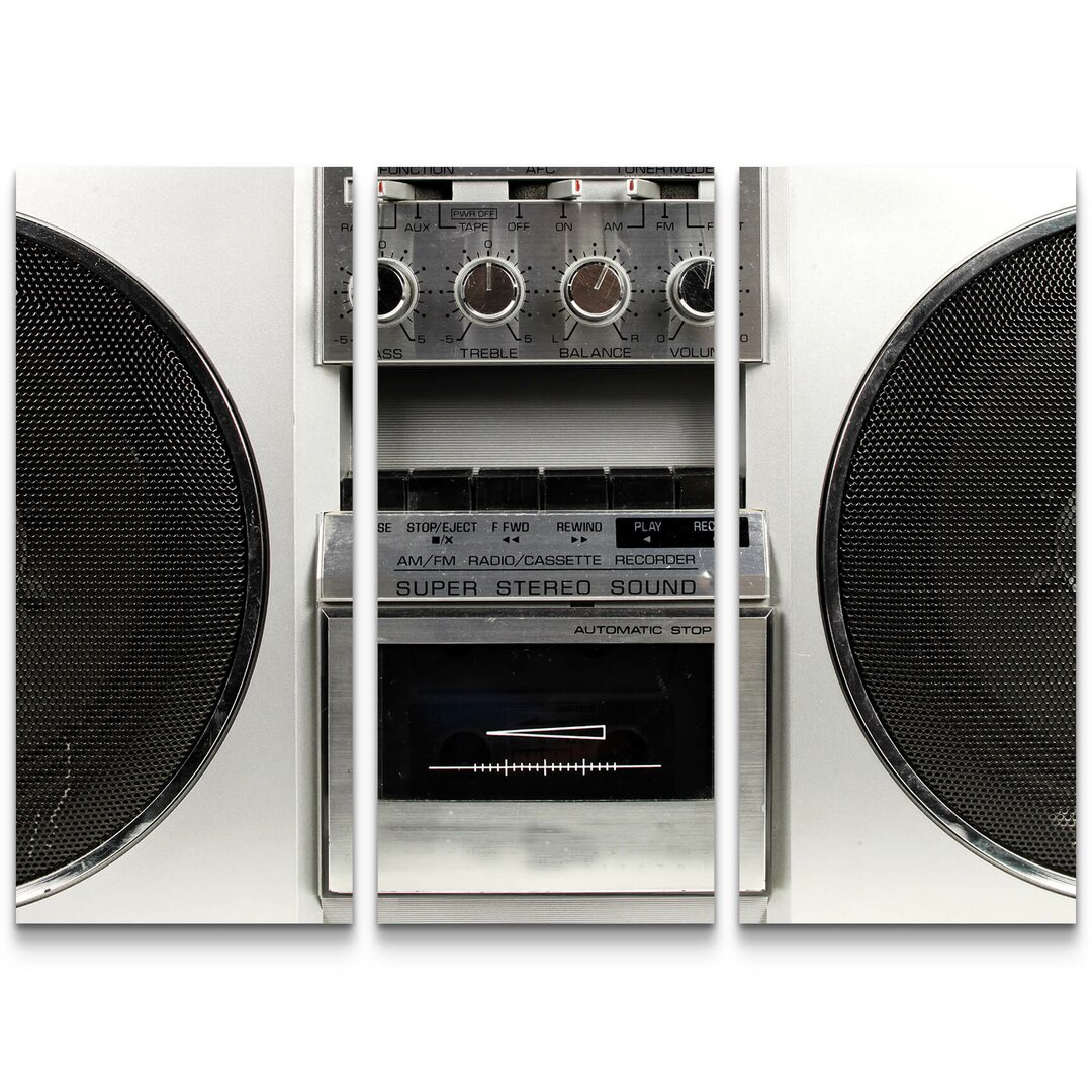 3-tlg. Leinwandbilder-Set Fantastischer Ghettoblaster Retro