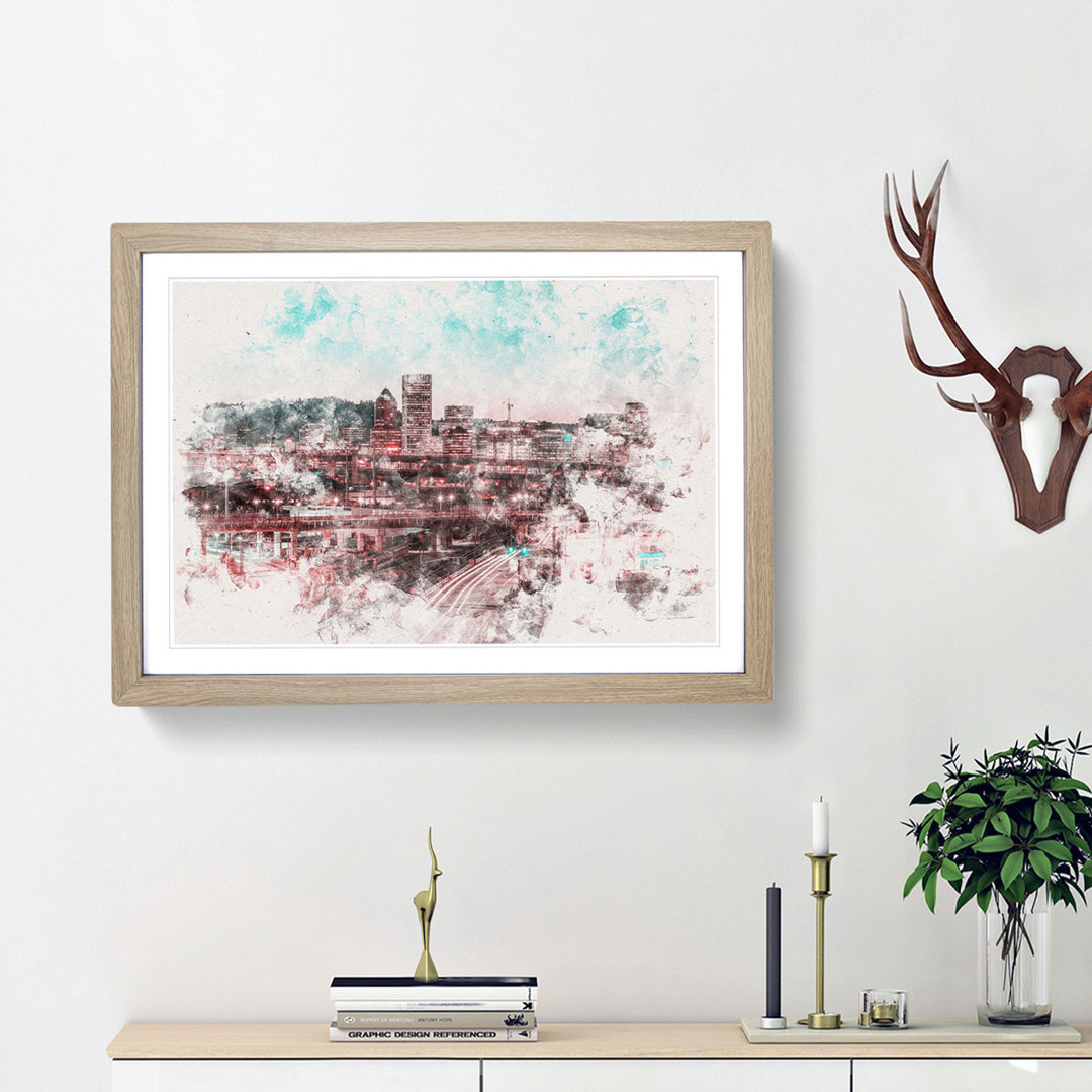 Portland Oregon at Night - Framed Print