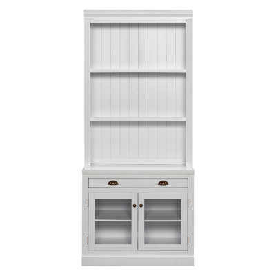 83.4"Tall Bookshelf, Modern Bookcase With 2 Glass Doors And 1 Drawer,Storage Bookcase With Open Shelves For Living Room,Home Office by Inbox Zero