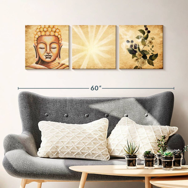 Radiant Buddha, reproduction d'art sur toile, H 15 po x l 47 po x P 1,25 po