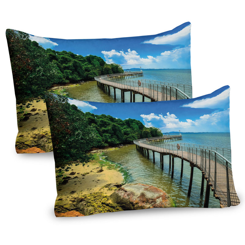 Ensemble de 2 taies décoratives Ambesonne Coastal Sandy Shore Green Blue Brown, H 20 po x l 36 po