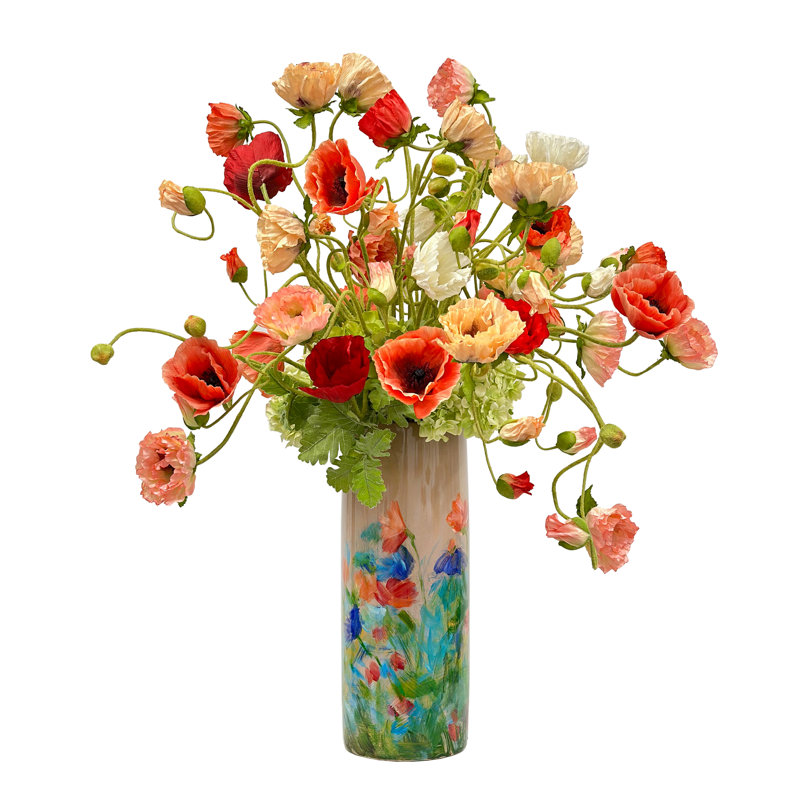 Poppy Hydrangea In A Painted Vase