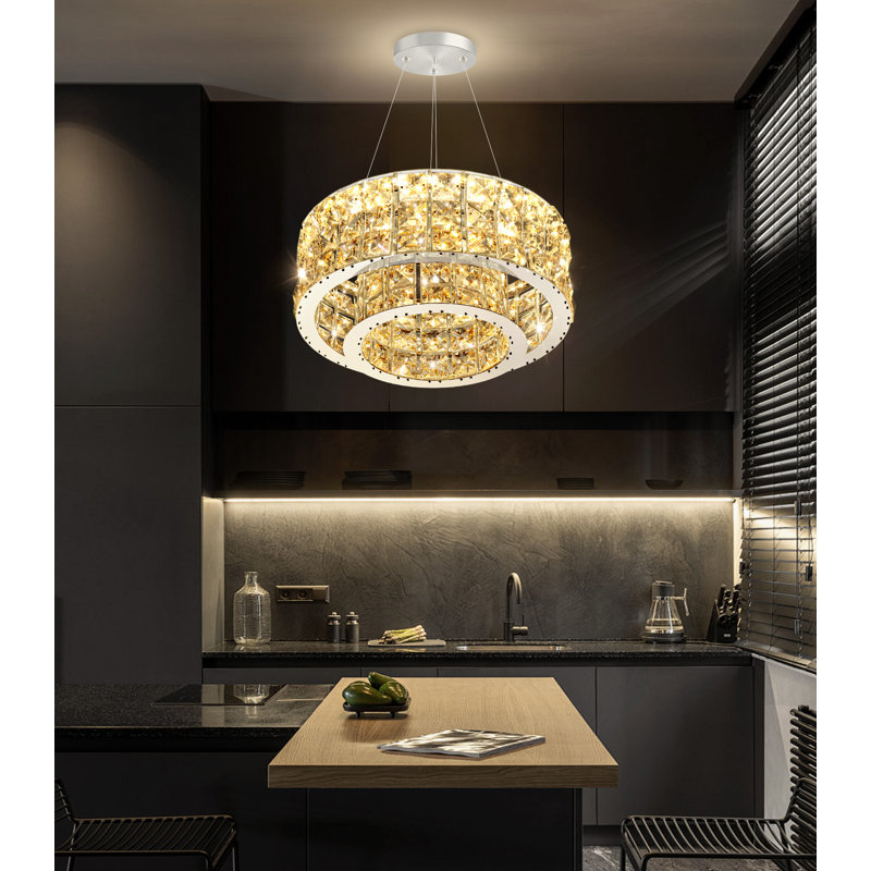 12" Modern Dimmable Chandelier For Living Room Gold, 1200 Lumens, 4.7" H x 6.6" W x 11.8" D, Silver