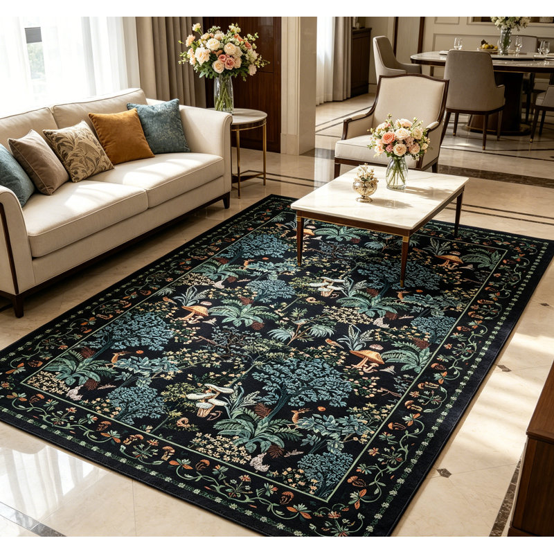Tapis rétro taupe lxt-Vintage, Black, Rectangle 8' x 10'