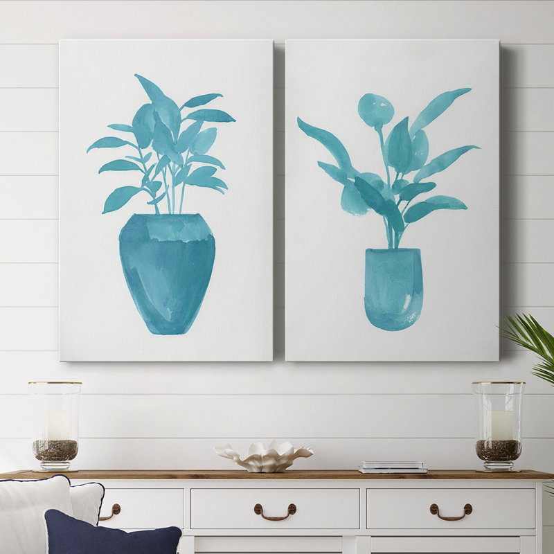 Toile tendue avec châssis V-Premium Watercolor House Plant - prête à être accrochée, H 36 po x l 48 po