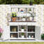 Table de jardin haute avec huche, 6 tiroirs, tablettes, 2 armoires et crochets-1788317843