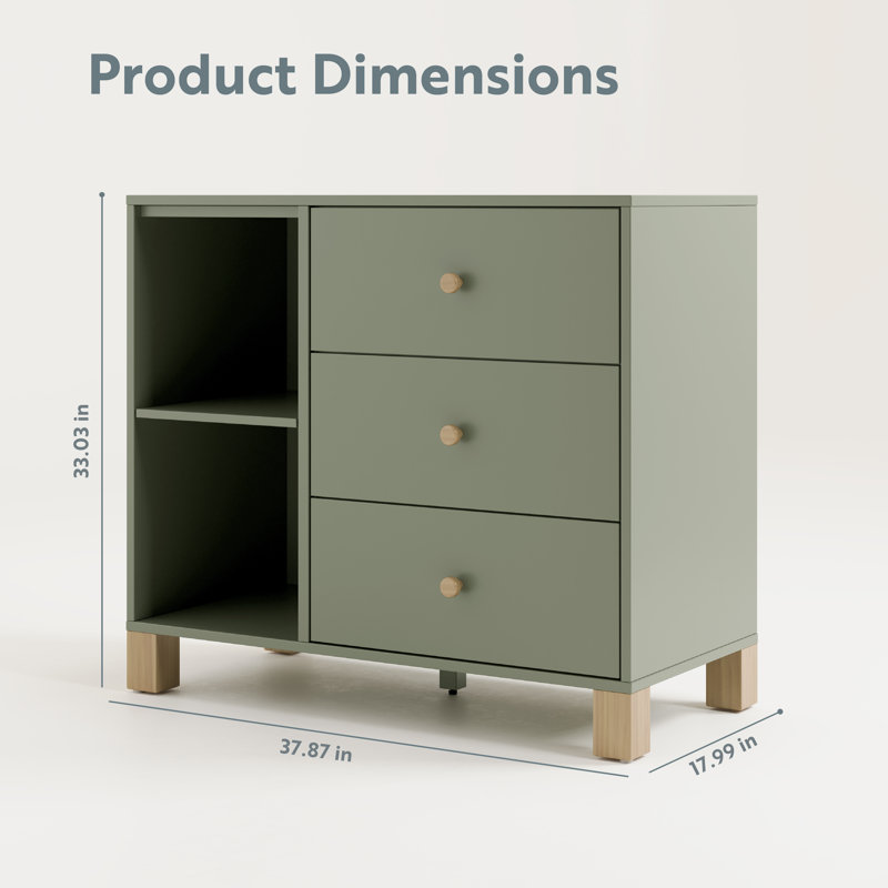 Commode combinée 3 tiroirs California, Olive