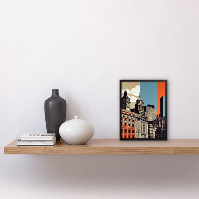 Aaja Leeds Modern Colour Block Cityscape Illustration - Single Picture Frame Print