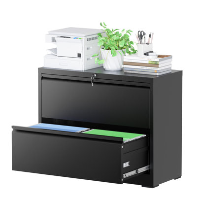 35.43"W 2 Drawer Metal Lateral File Cabinet for Home Office - A4/Letter/Legal Size by Latitude Run