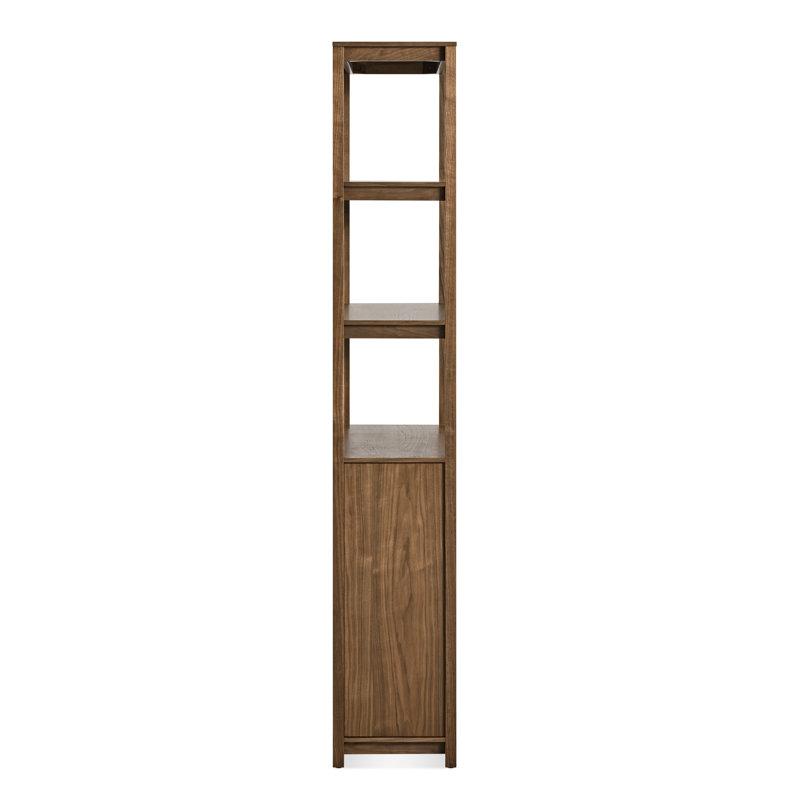 Open Plan Solid Wood Etagere Bookcase, Walnut