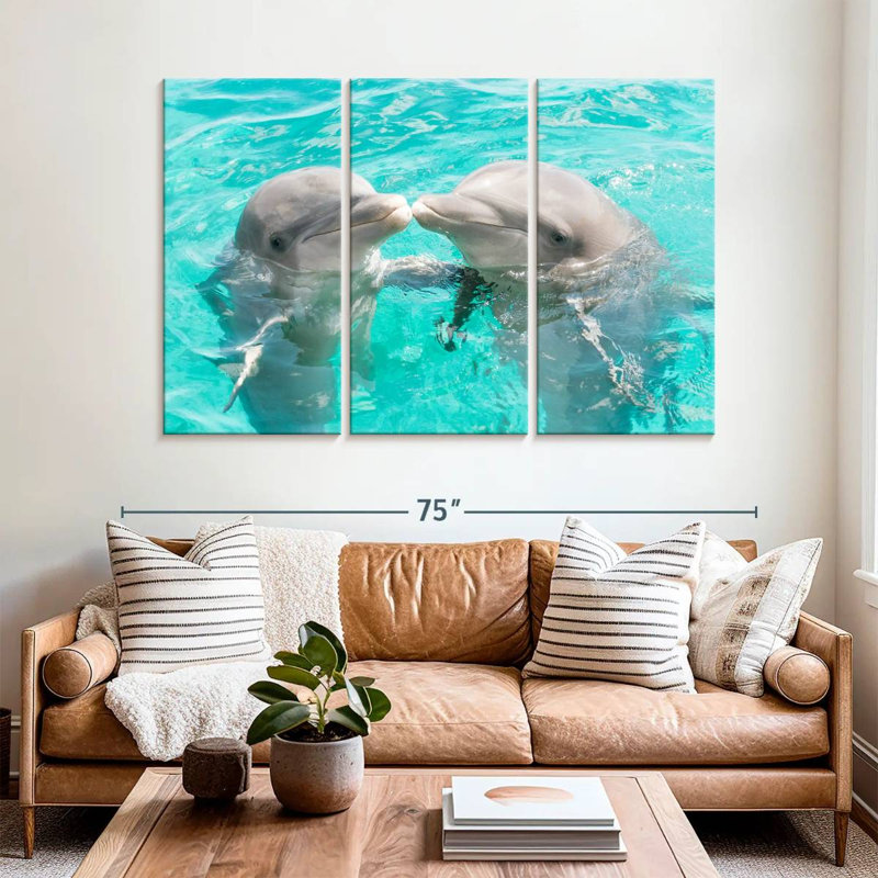 Dauphins Brampt s'embrassant, H 42 po x l 65 po