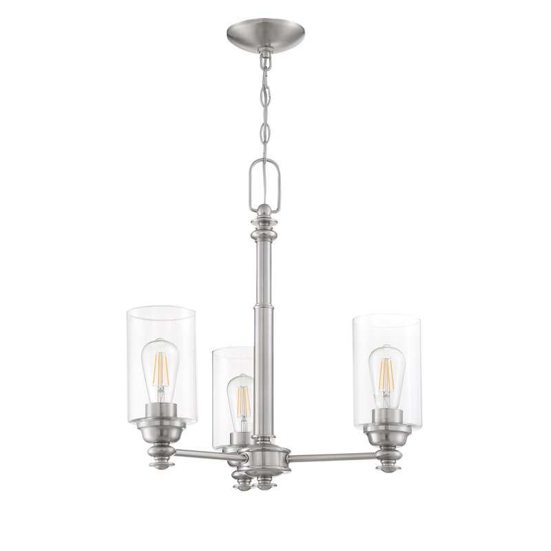 Lustre classique/traditionnel 3 lumières unique Uffington, Nickel poli brossé