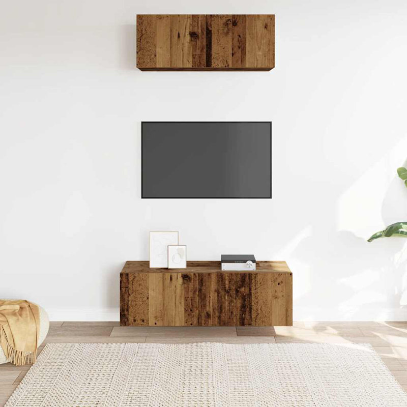 Ayedin Unfinished Floating Entertainment Center for TVs up to 32", Old Wood, 100cm