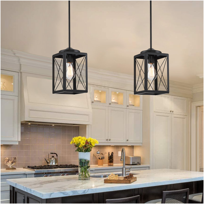 Gracela 1 - Light Lantern Rectangle Pendant, Black, 62.25" H x 6.5" W x 6.5" D
