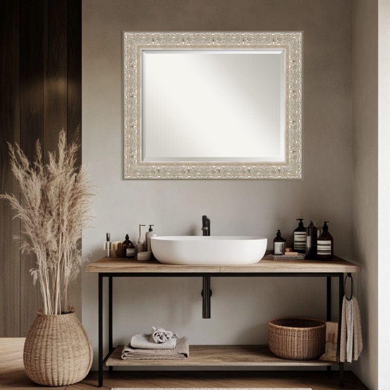 Miroir mural pour salle de bain Luxe, 28,75 po x 34,75 po, Crème argent