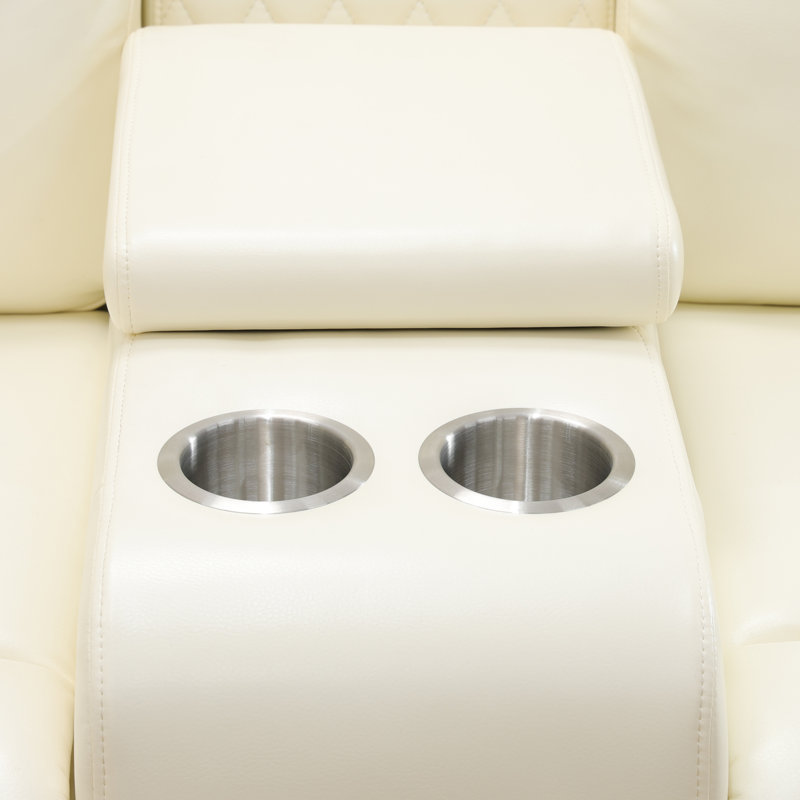 Light cream White Breathable Semi PU Leather Living Room Recliner Intelligent living room sofa set