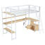 Lit mezzanine simple en métal avec poste de travail intégré, rangement à DEL et multiples