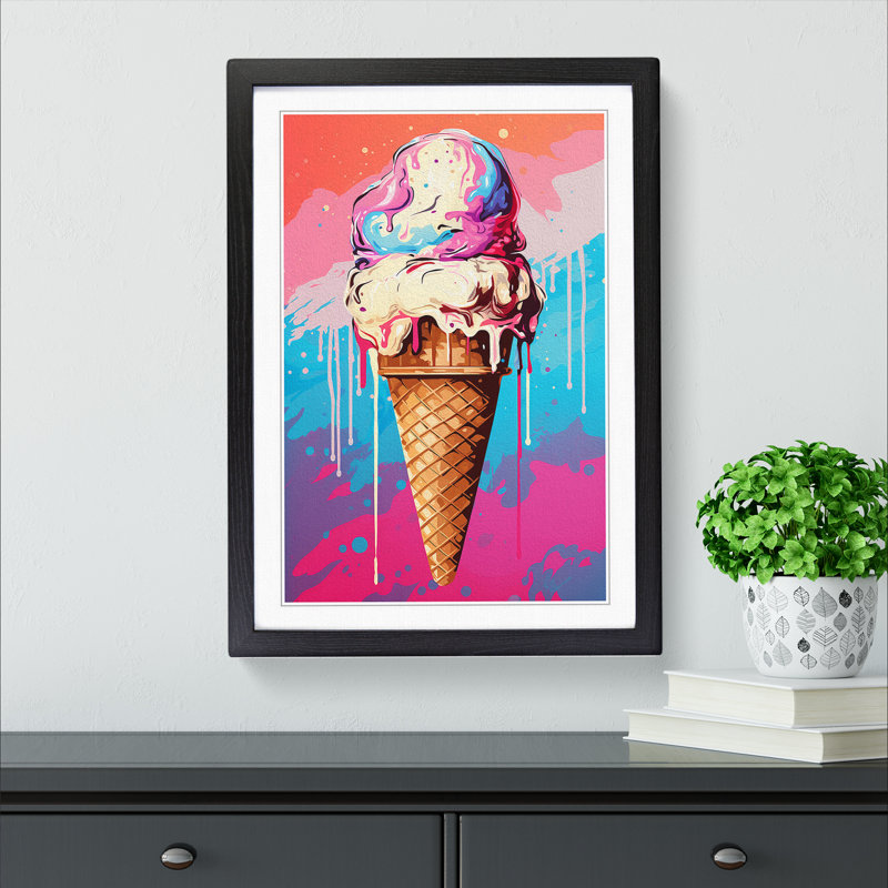 Ice Cream Pop Art - Framed Print, Black, 46cm H x 34cm W x 2cm D