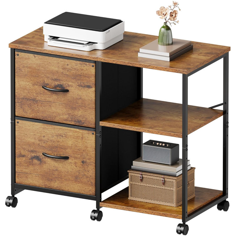 Classeur latéral en tissu à 2 tiroirs Rustic Brown
