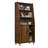 Engineered Wood Mid-Century Modern Wide Bookcase With Storage, Brown