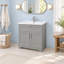 Meuble-lavabo de 76 cm avec lavabo encastré en céramique et robinetterie inclus - Gris-113586520-135317189
