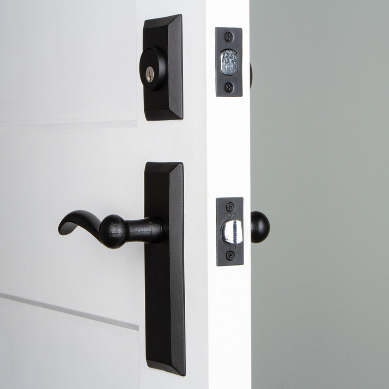 Matte Black Iron Entry Set with Deadbolt and Tine Lever